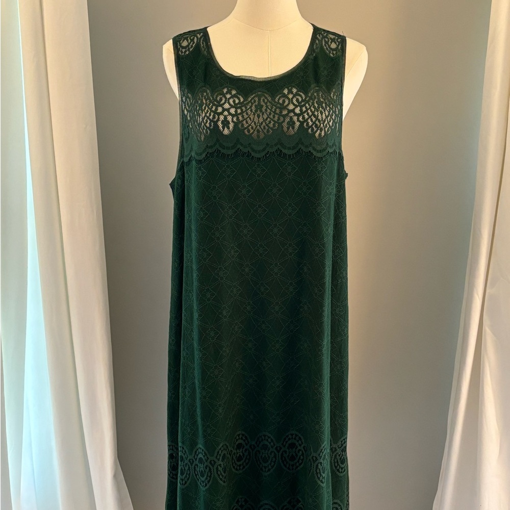 Max Studio XL Emerald Green Lace Dress